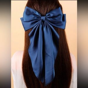 Blue Satin Bow Detail Hair Clip